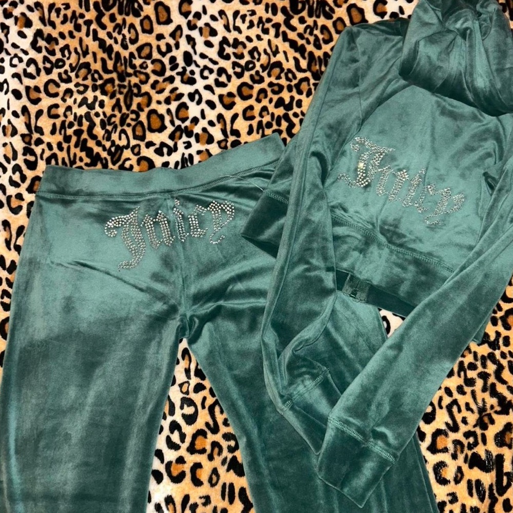 Y2k 2000s Emerald Green Velour Juicy Couture Tracksuit